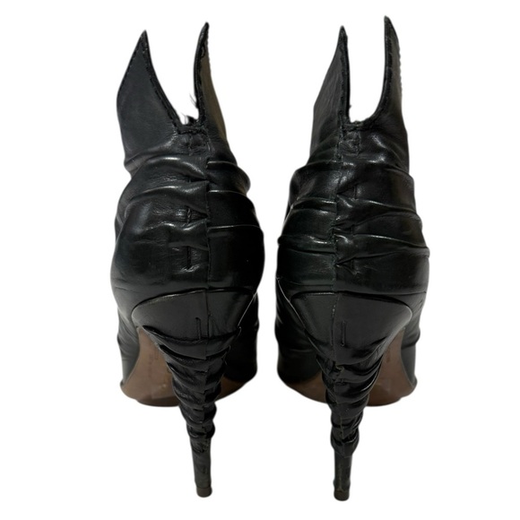 All Saints Jacks Place Shri Pleated Black Leather Peep Toe Stiletto Ankle 6 - Picture 4 of 12